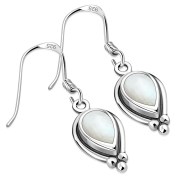 Mother Of Pearl Shell Pear Shaped Ethnic Style Drop Hook Earrings, e177